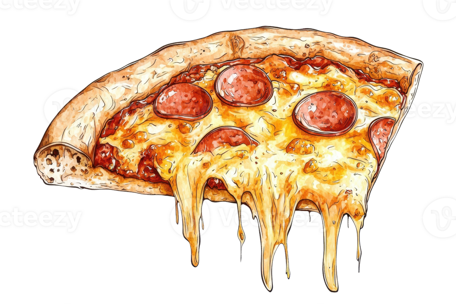 A delicious slice of pepperoni pizza with melting cheese, crispy crust, and savory toppings. Perfect for food enthusiasts and culinary inspiration. png