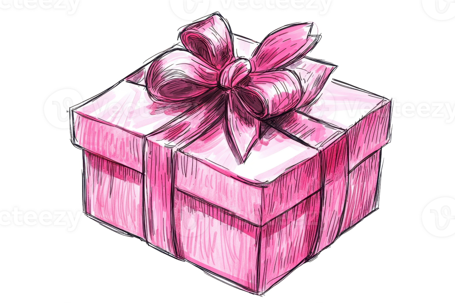 A beautifully wrapped pink gift box adorned with a large bow, perfect for celebrations, birthdays, and special occasions. png