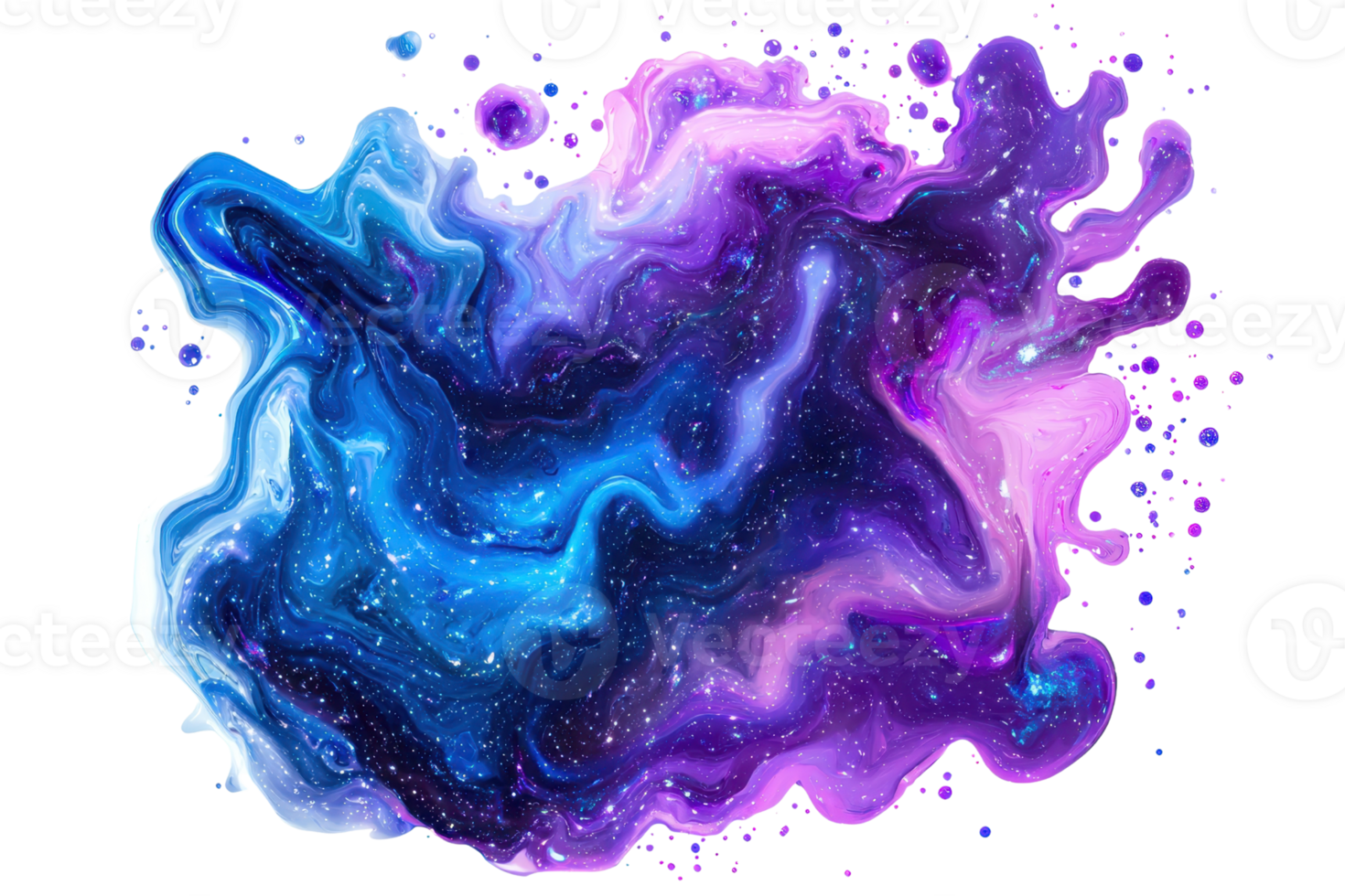 Abstract cosmic swirl in vibrant blue and purple hues, depicting a nebula-like formation evoking mystery and imagination. png