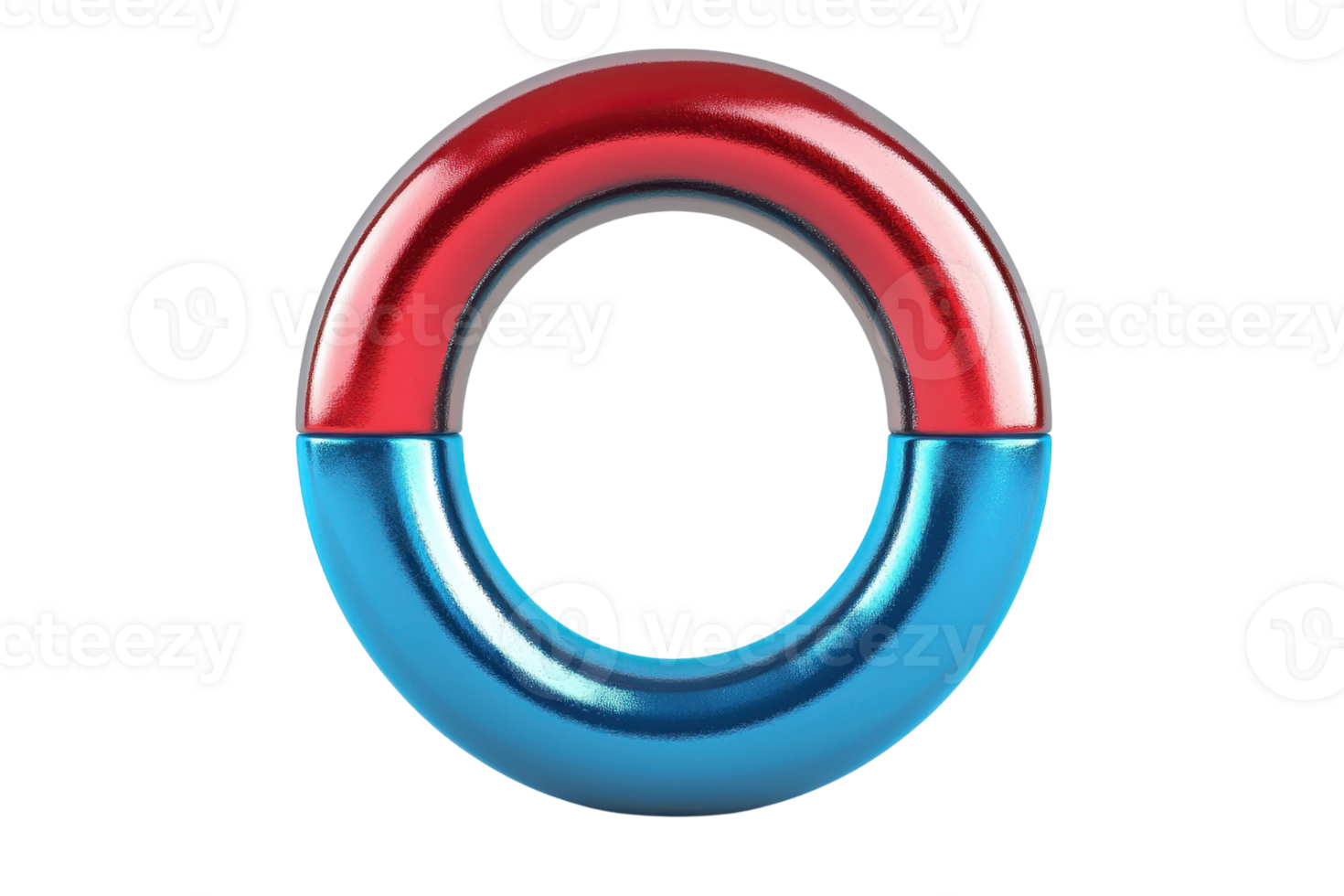3D rendering of a colorful red and blue magnetic ring isolated on a transparent background. ideal for educational or scientific content. png