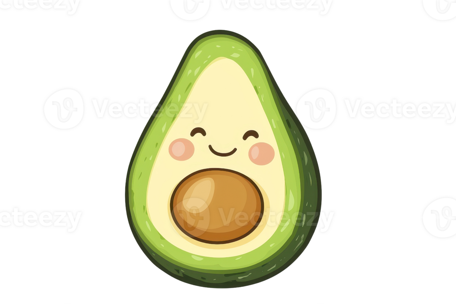 Cute smiling avocado illustration with a cartoon style. Perfect for healthy food graphics, fun designs, and playful projects. png