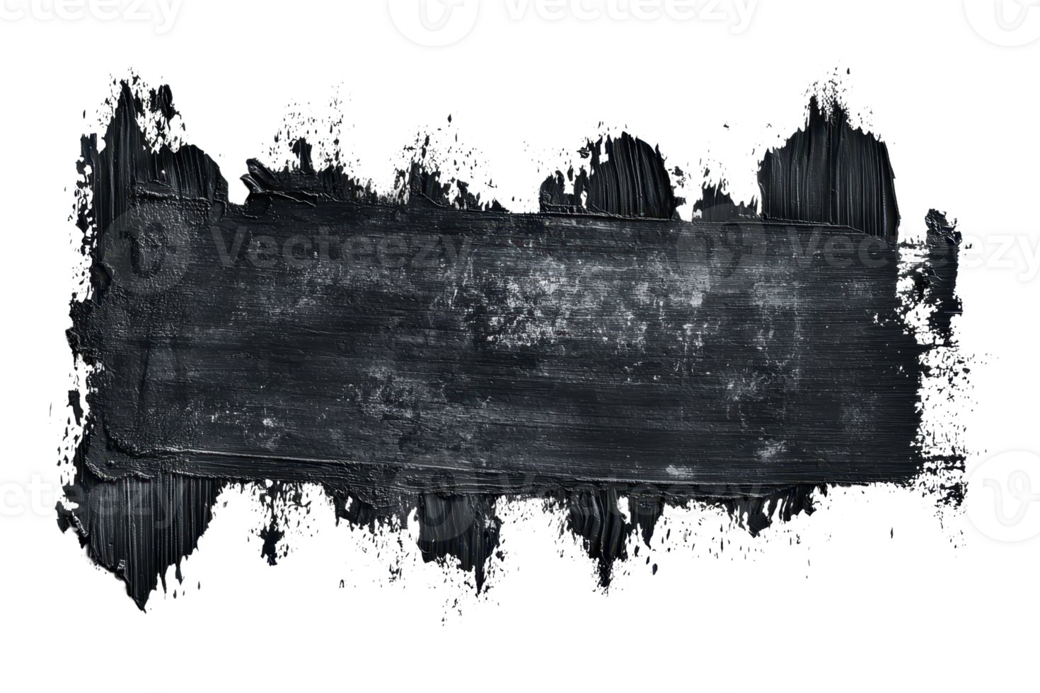 Bold black brushstroke with textured edges on a transparent background, ideal for artistic projects and design elements. png