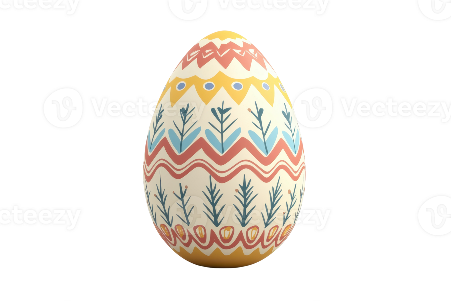 Colorful Easter egg with intricate patterns and designs on a transparent background. symbolizing tradition and celebration. png