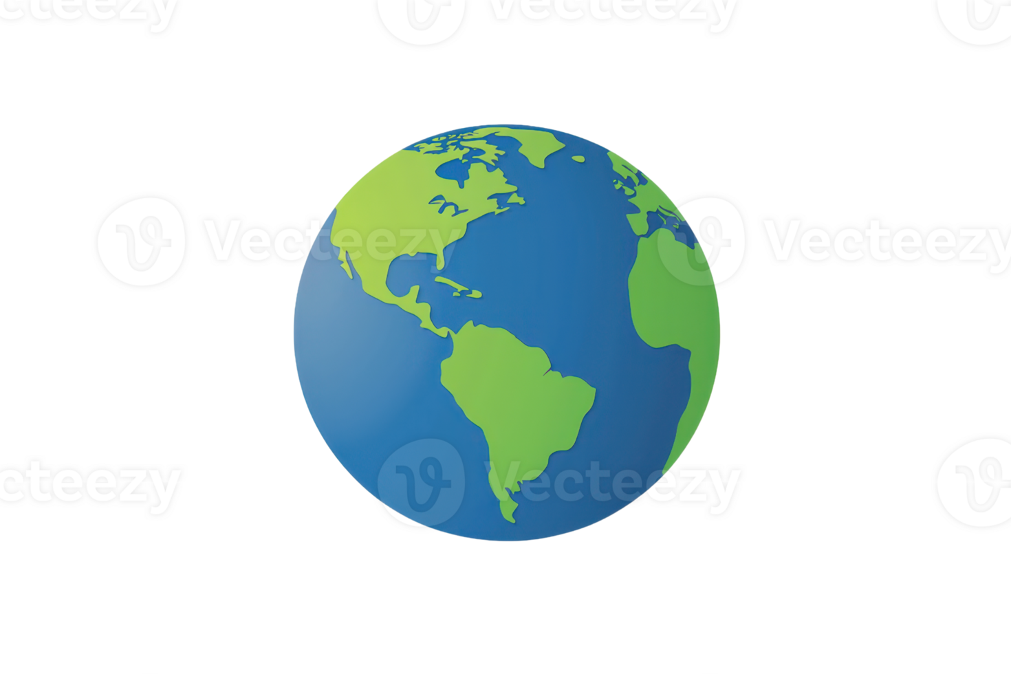 Digital illustration of a colorful globe representing Earth, showcasing continents with blue oceans against a transparent background. png