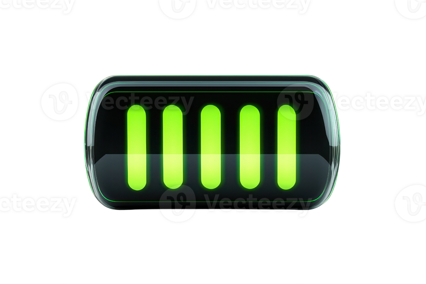 Digital illustration of a full green battery icon, symbolizing energy, power, and technology. Ideal for tech and sustainability themes. png