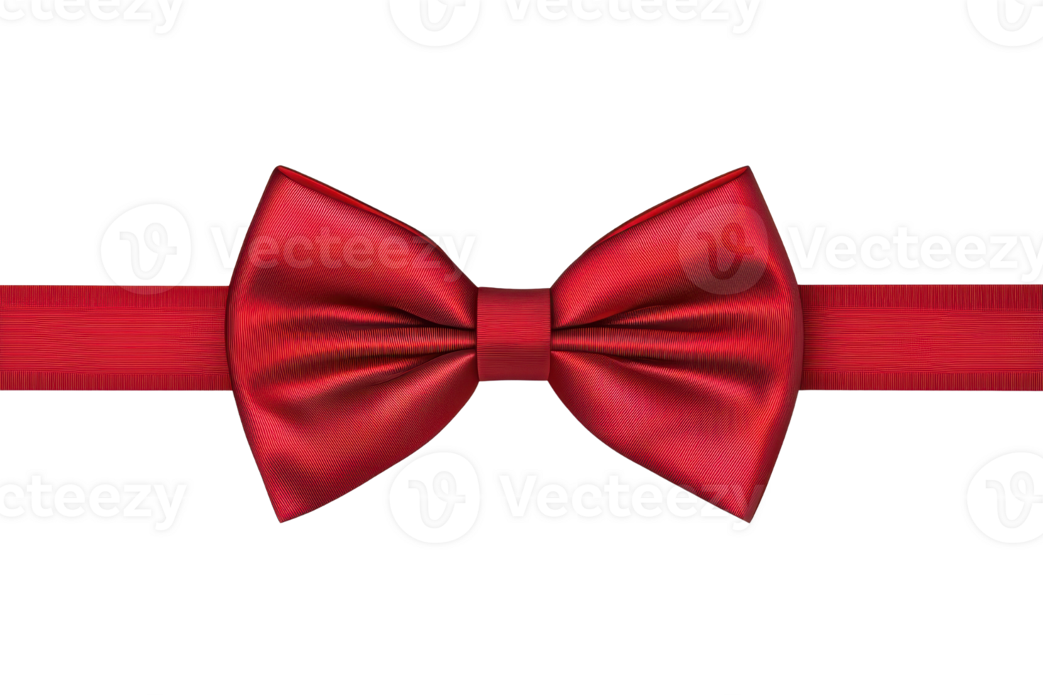 Elegant red satin bow tie on a matching ribbon, perfect for formal events and fashion accessories, adding a touch of sophistication and style. png