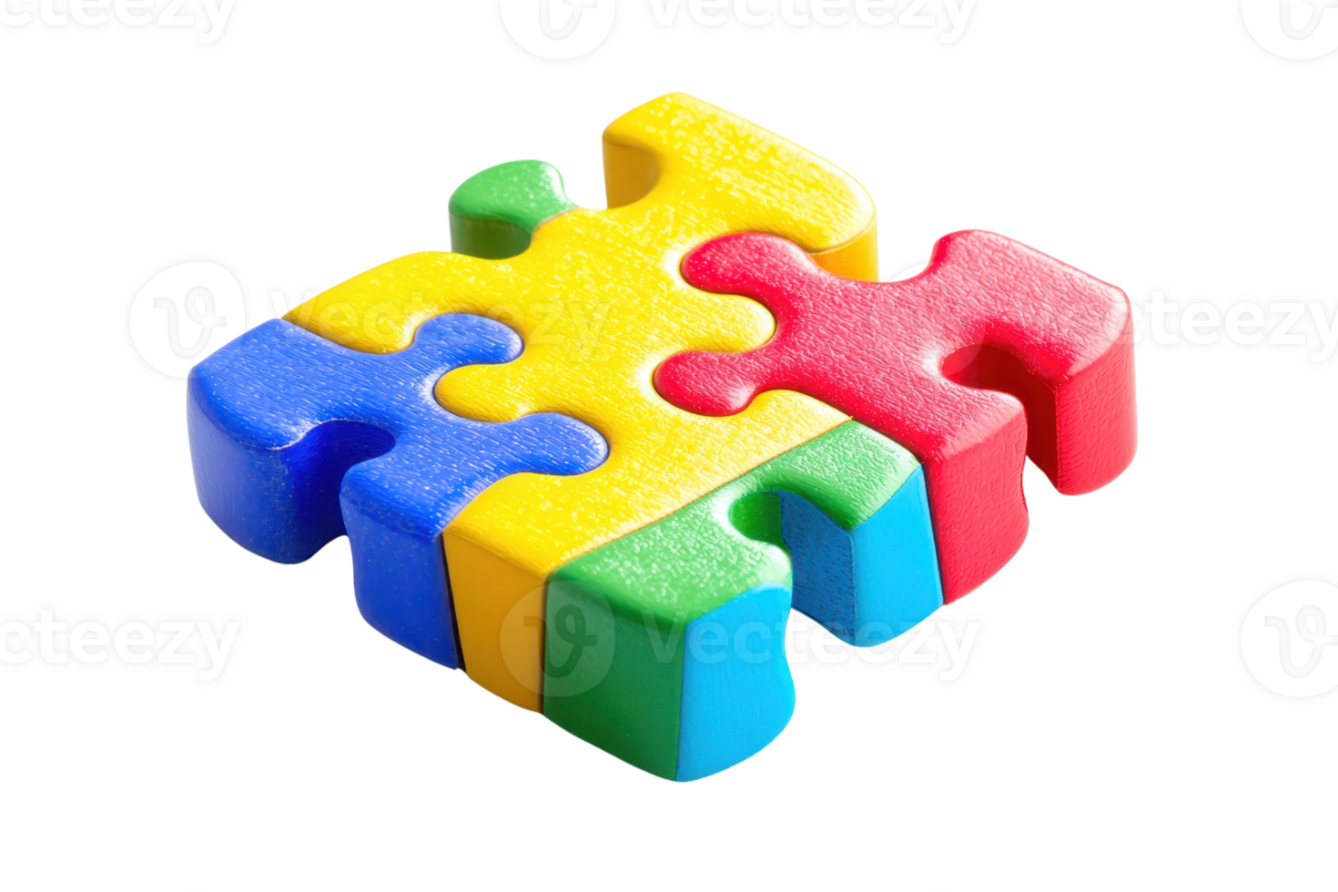 Colorful puzzle pieces interlocking on a transparent background. representing connection, teamwork, and problem-solving for creative and educational concepts. png