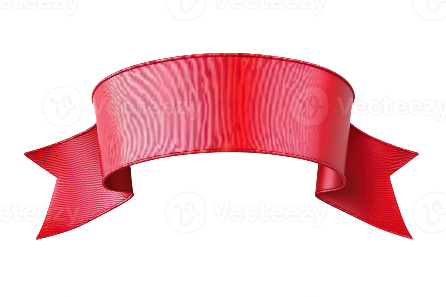 Elegant red ribbon banner with soft curves and vibrant color, perfect for holiday decoration, celebration, or award illustration. png