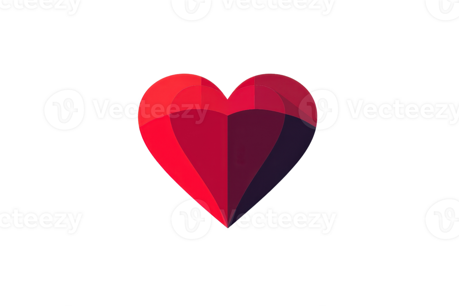 Geometric red heart icon on a transparent background. symbolizing love, passion, and relationships in a modern abstract design. png