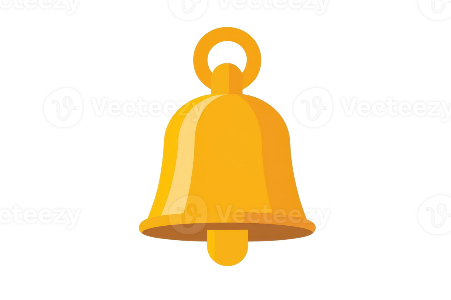 Illustration of a shiny, golden bell with a simple design, perfect for notifications, alerts, and sound icon representations in digital content. png