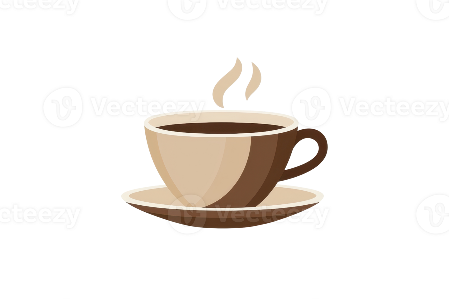 Illustration of a steaming coffee cup on a saucer, perfect for cafes, menus, or coffee-themed designs. png