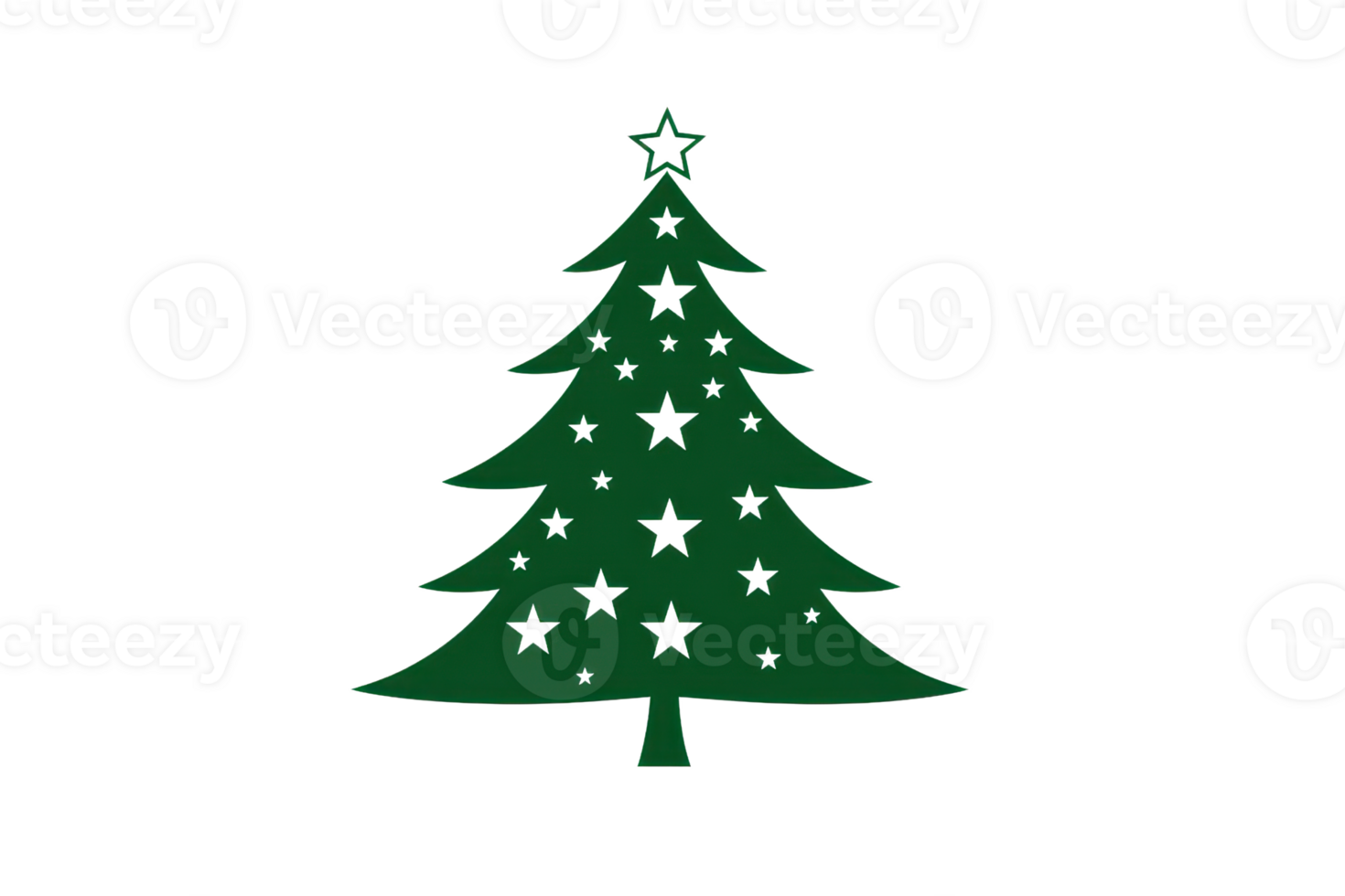 Green Christmas tree illustration with star cutouts, symbolizing holiday spirit and celebration. Perfect for festive decor and design. png