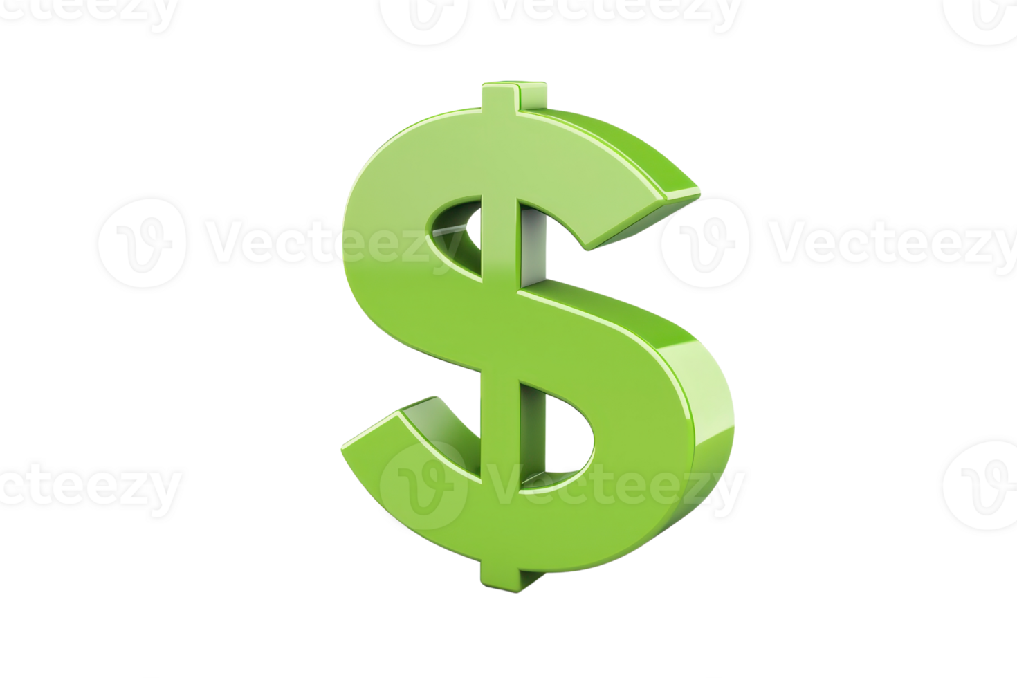 Green dollar sign symbol on transparent background. representing finance, currency, investment, and economic concepts in a modern design. png