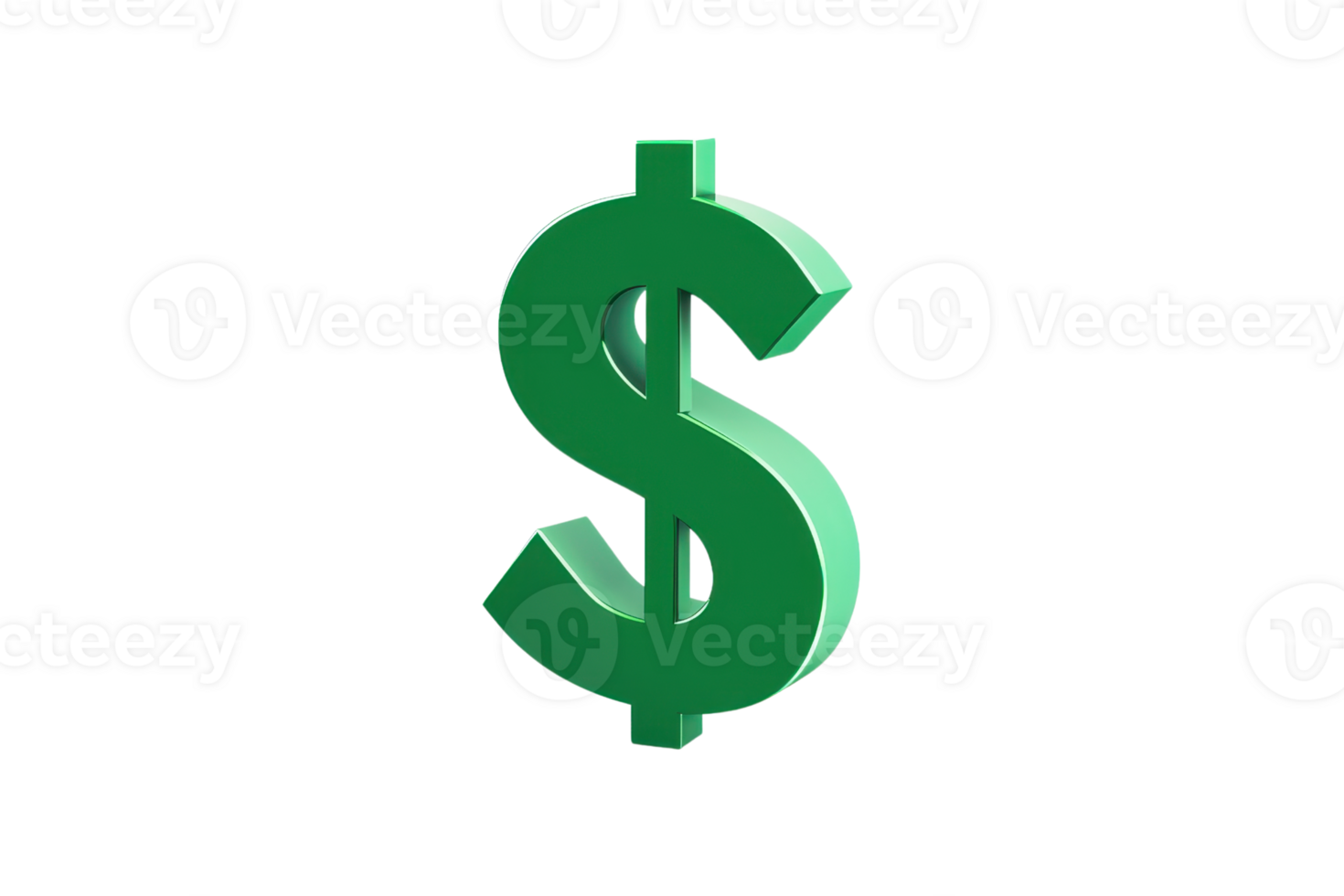 Green dollar sign symbol on a transparent background, representing financial growth, wealth, and the economy. png