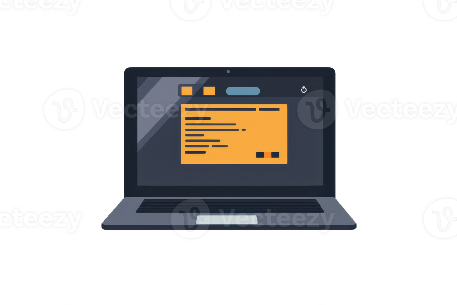 illustrazione di un' il computer portatile visualizzazione codice su suo schermo con un arancia sfondo, ideale per tecnologia e programmazione concetti. png