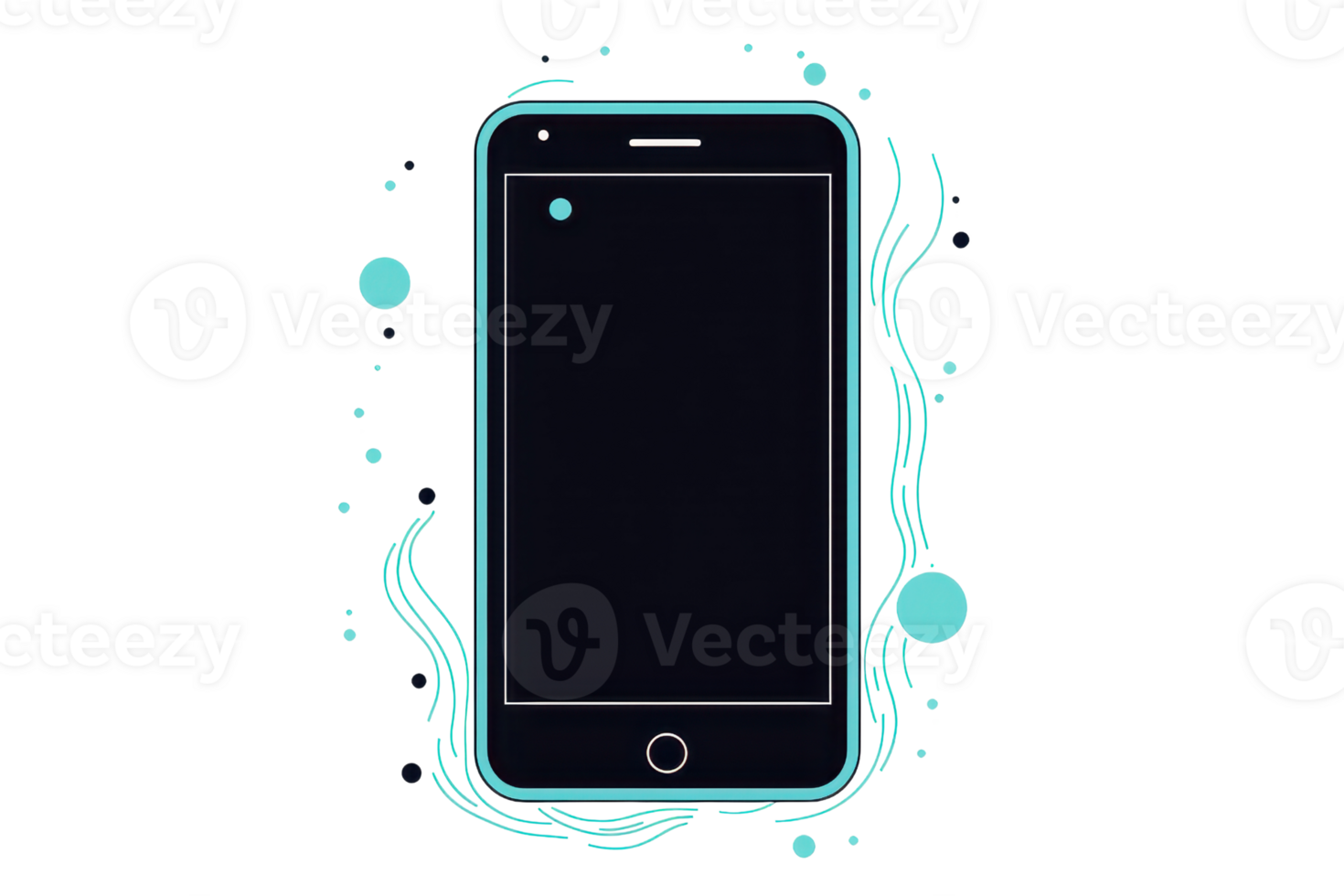 Futuristic smartphone with a digital circuit design, representing advanced technology and innovation in mobile communication. png