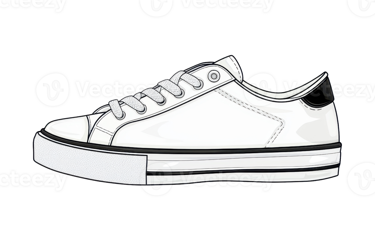 Illustration of a classic white sneaker with laces, featuring a sleek design ideal for casual fashion and footwear collections. png