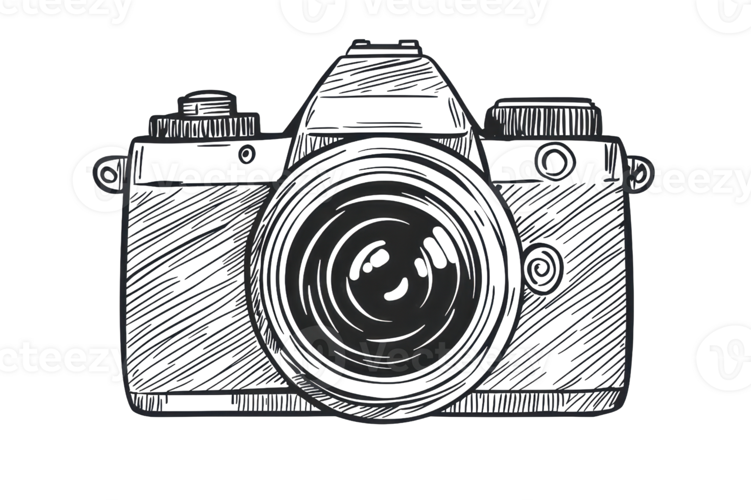 Illustration of a vintage camera in sketch style, depicting classic photography aesthetics and artistic expression. Ideal for creative design. png
