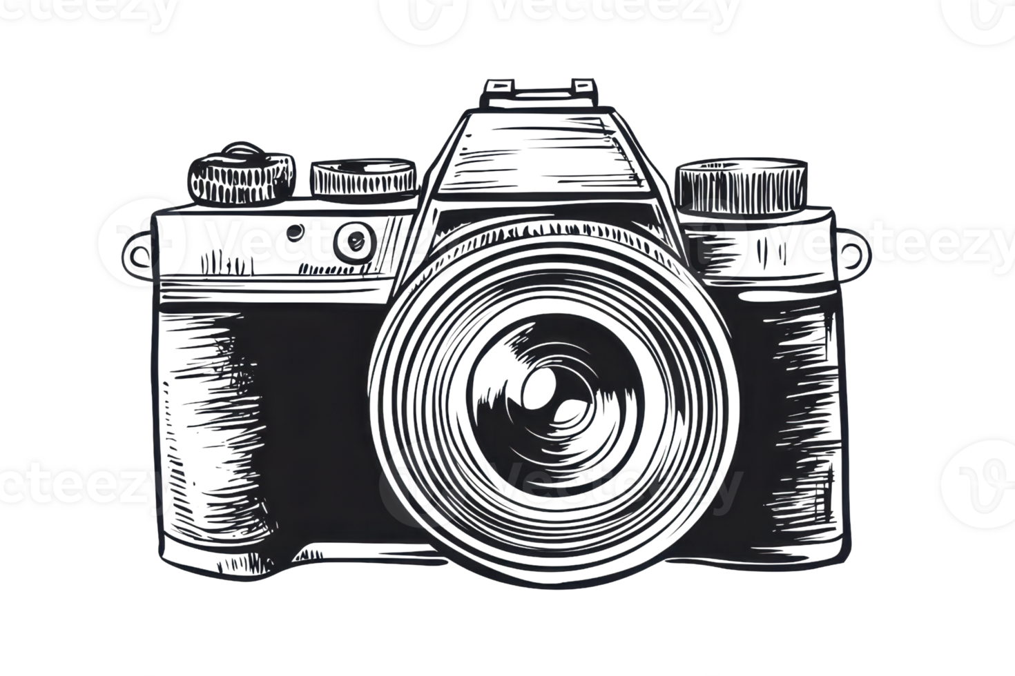 Illustration of a vintage camera sketch, capturing the essence of classic photography with intricate, detailed lines on a subtle background. png