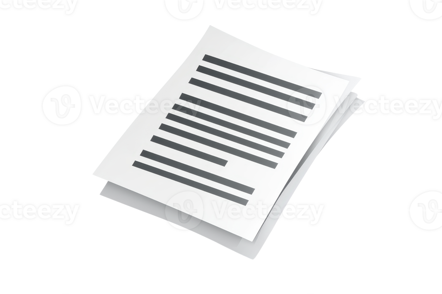 Stack of blank paper with printed lines isolated on transparent background. Perfect for business, office, and educational themes. png