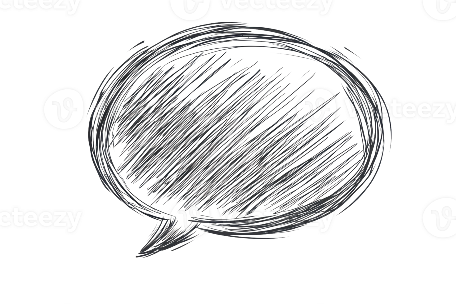 Hand-drawn speech bubble on transparent background. sketched in black ink, representing communication, conversation, and creative expression. png