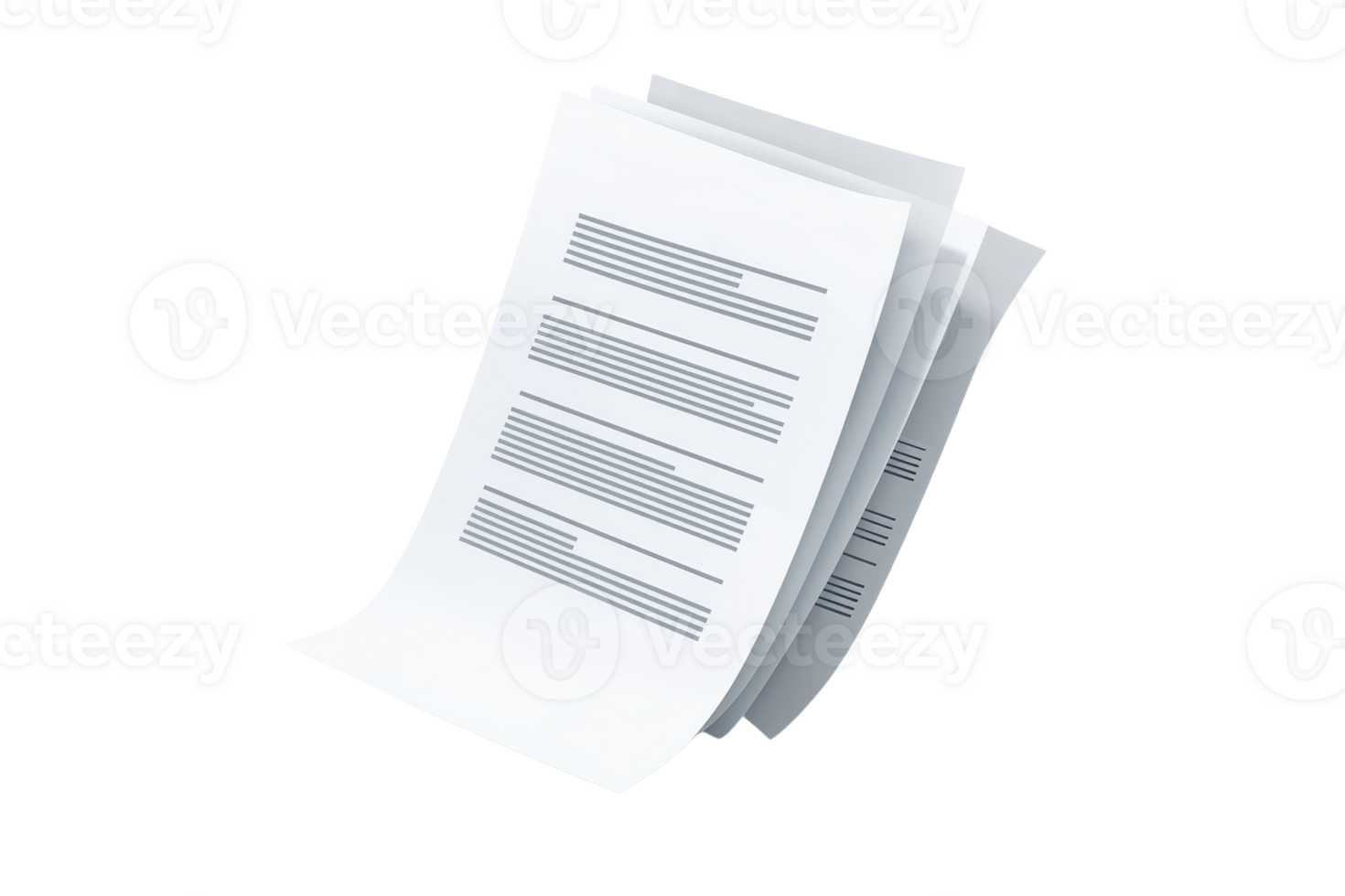 Stack of business documents on a transparent background. Perfect for illustrating paperwork, office tasks, and corporate communication concepts. png