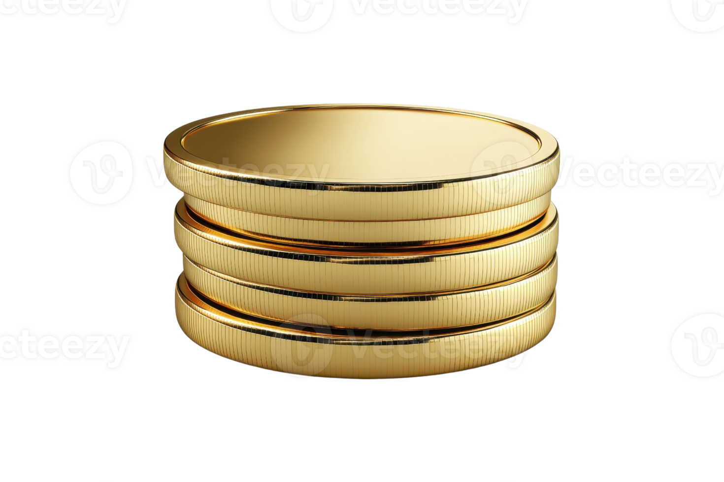 Stack of shiny gold coins isolated on transparent background. symbolizing wealth, success, and financial prosperity. png