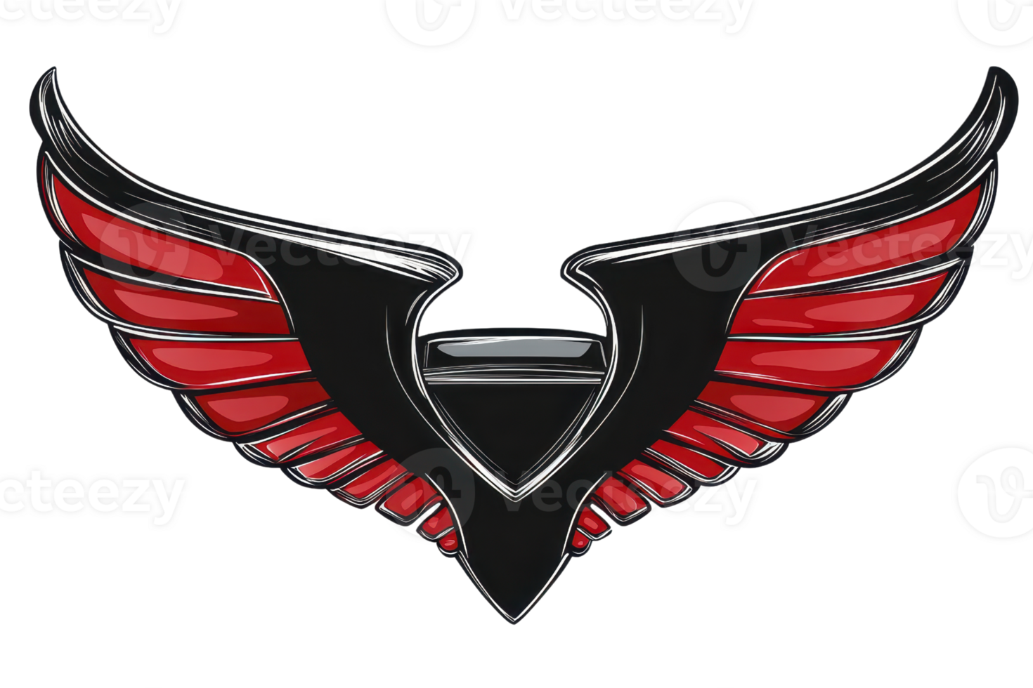 Sleek red and black winged emblem symbolizing speed and freedom, ideal for automotive branding or creative design projects. png