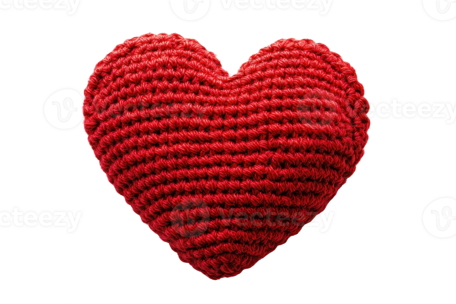 Red crochet heart on transparent background. symbolizing love and handmade craftsmanship, perfect for Valentines and creative projects. png