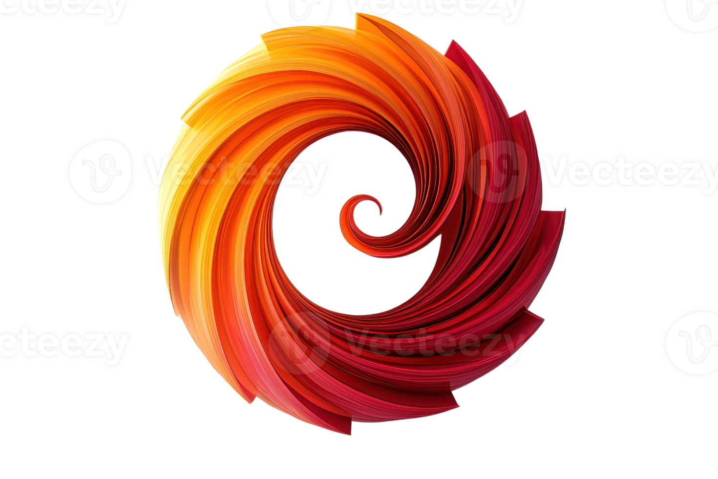 Vibrant abstract spiral with warm orange and red hues, symbolizing creativity and energy in a dynamic design suitable for artistic projects. png