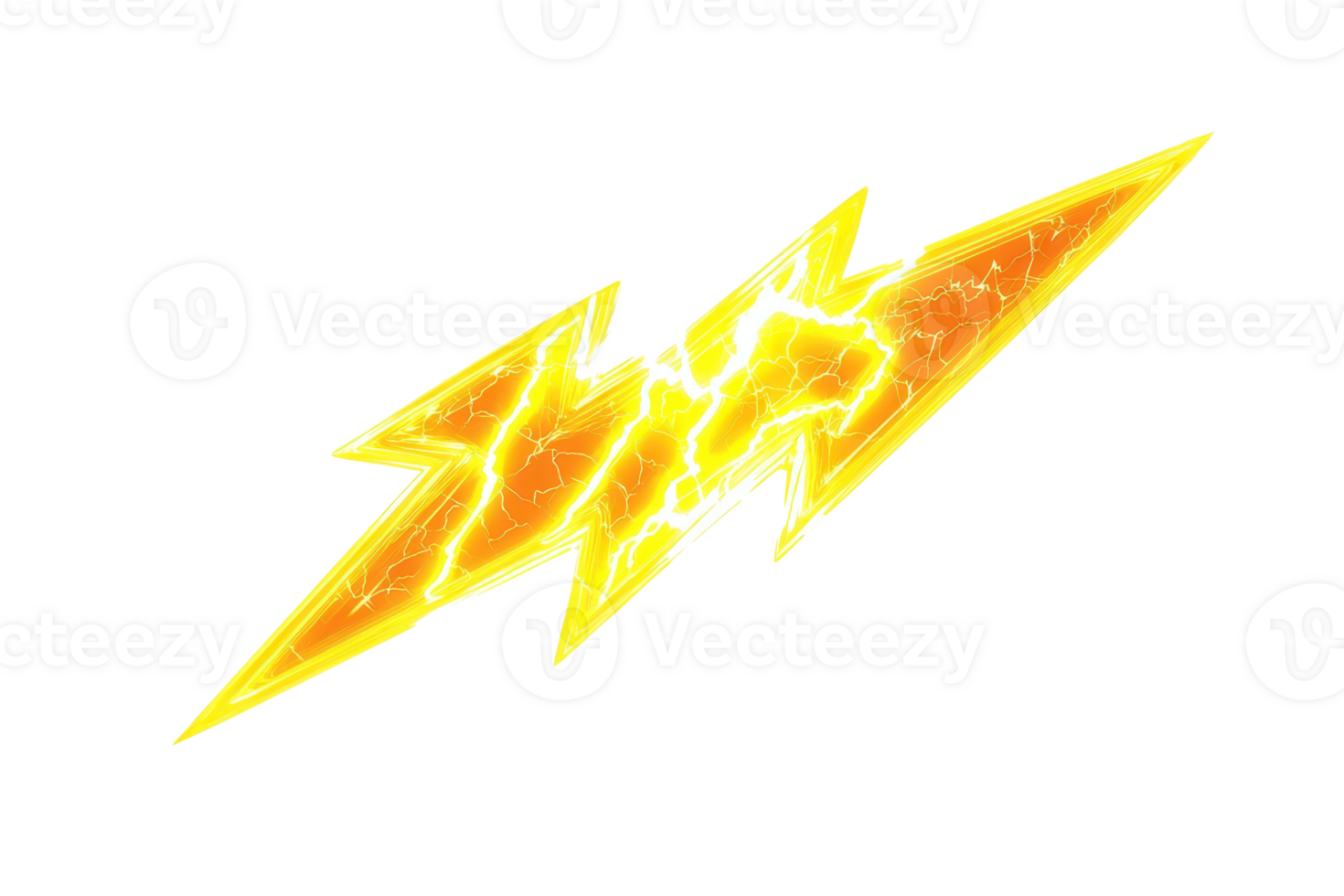 Vibrant yellow lightning bolt illustration with glowing effect, symbolizing energy, power, and electricity on a dark background. png