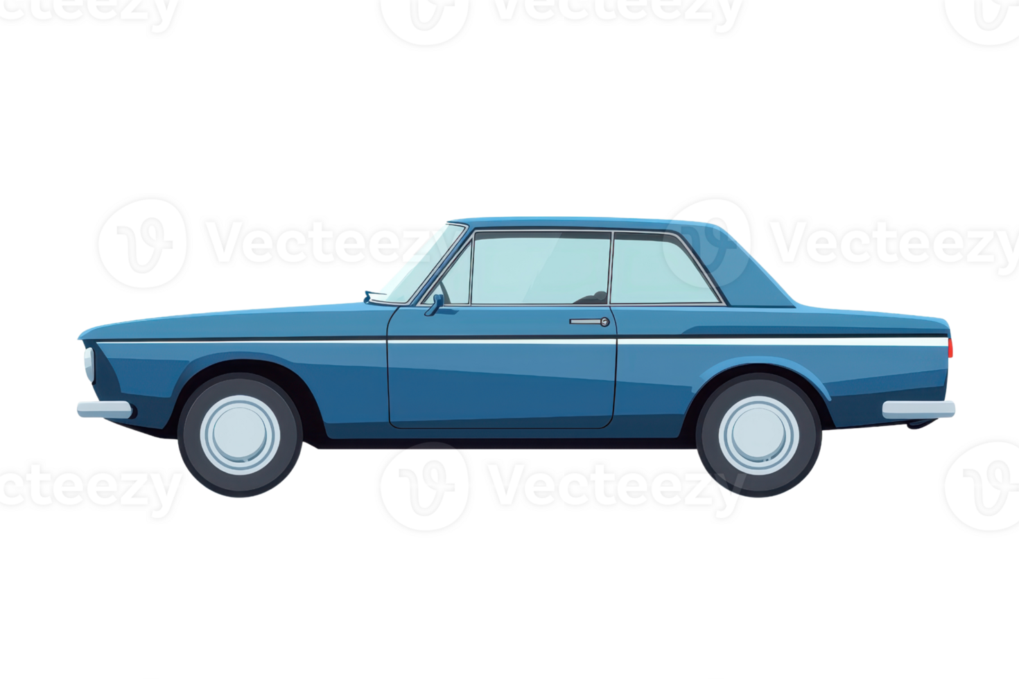 Vintage blue car illustration, capturing the essence of classic automotive design with simplistic elegance and sleek lines. png