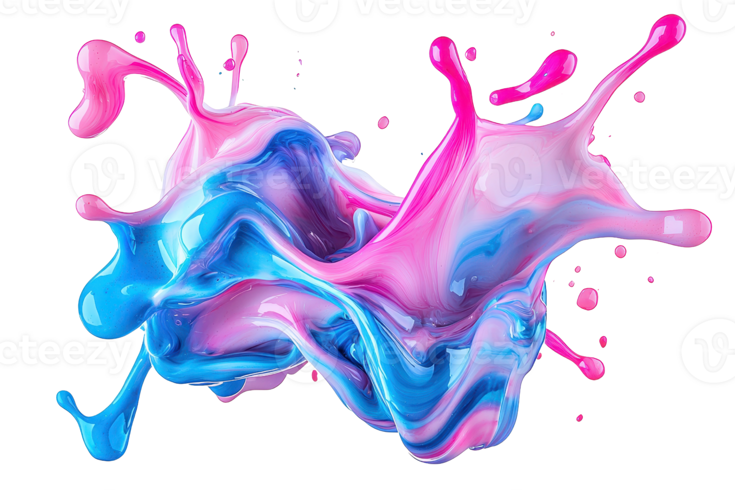 Vibrant splash of pink and blue paint, showcasing dynamic motion and artistic fluidity. Perfect for creative backgrounds or design elements. png
