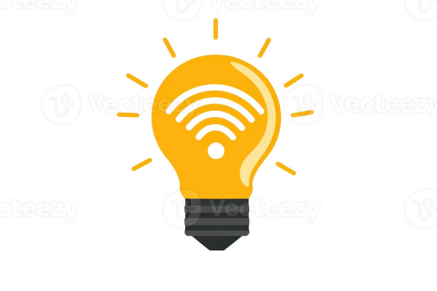 Bright idea concept with yellow light bulb and wireless symbol, representing innovation and connectivity in a modern digital world. png