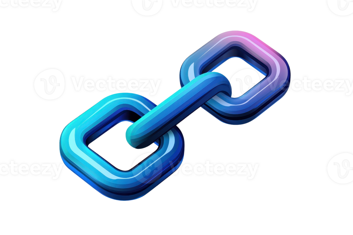 3D illustration of a colorful chain link on a transparent background. symbolizing connection, strength, unity, and networking in vibrant hues. png