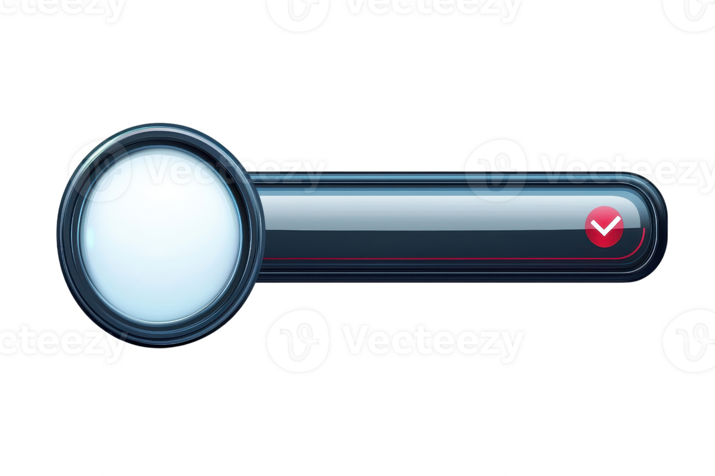Glossy blue magnifying glass icon with red detail. Perfect for search, discovery, and exploration themes in digital projects. png