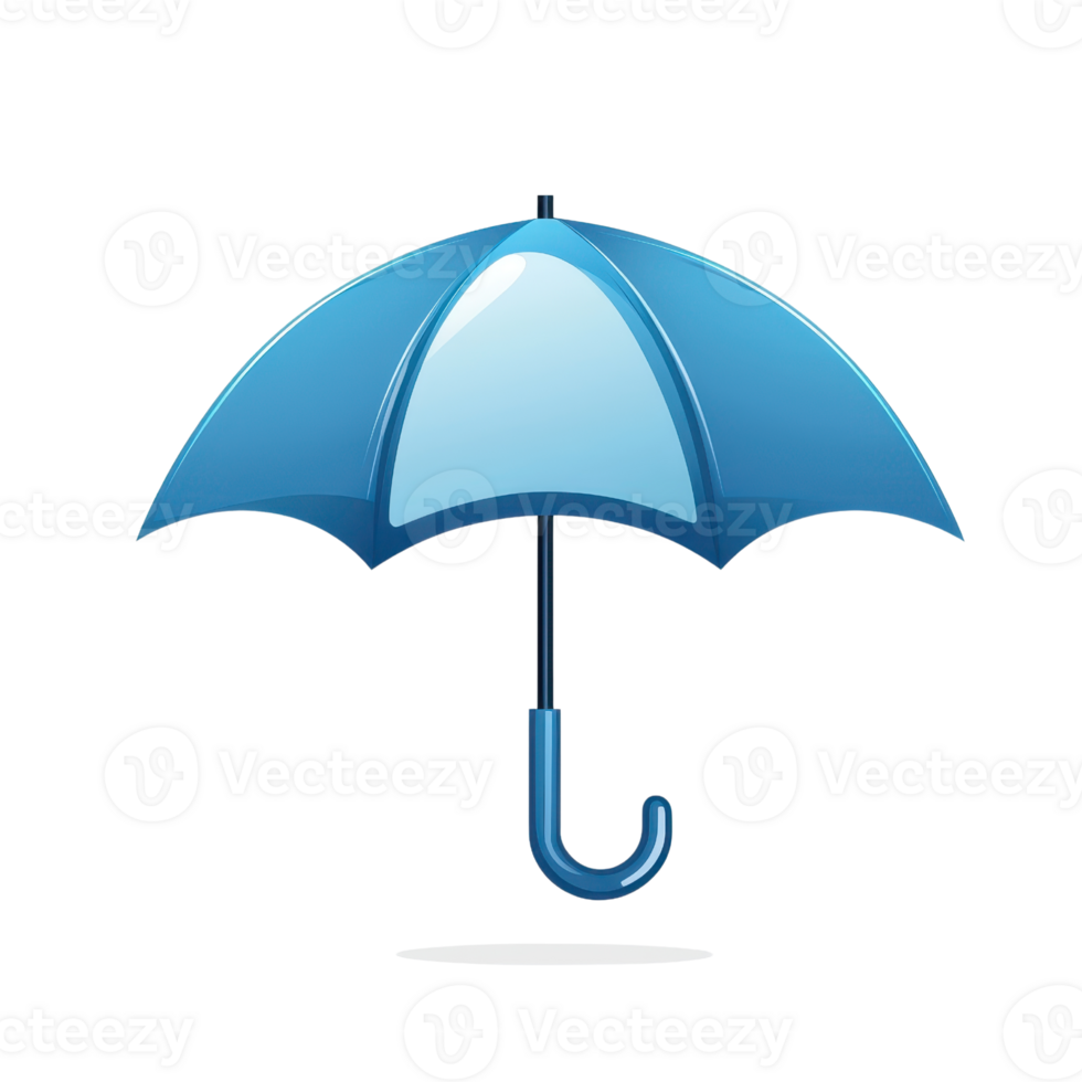 Blue umbrella graphic on a transparent background. symbolizing protection from rain and storms. Ideal for weather, safety, or insurance themes. png
