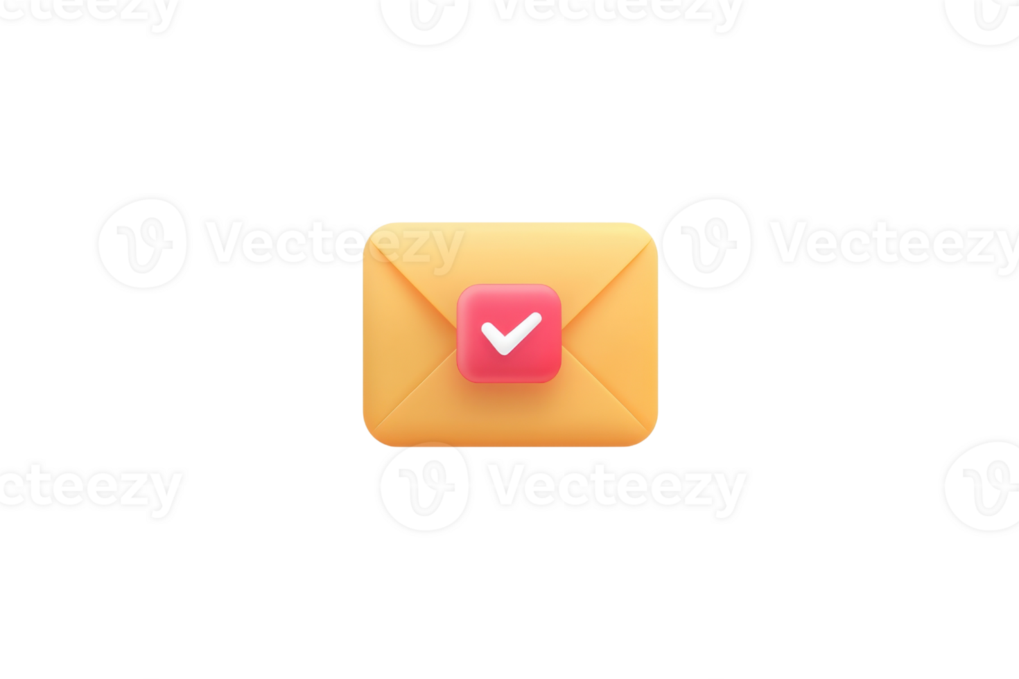 Illustration of a closed orange envelope with a checkmark, symbolizing successful communication or email confirmation. png