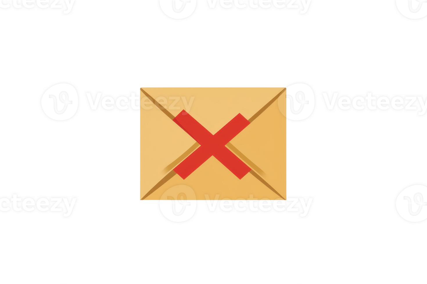 Illustration of a closed envelope with a red cross. Symbol of blocked communication or message rejection. Isolated on a transparent background. png
