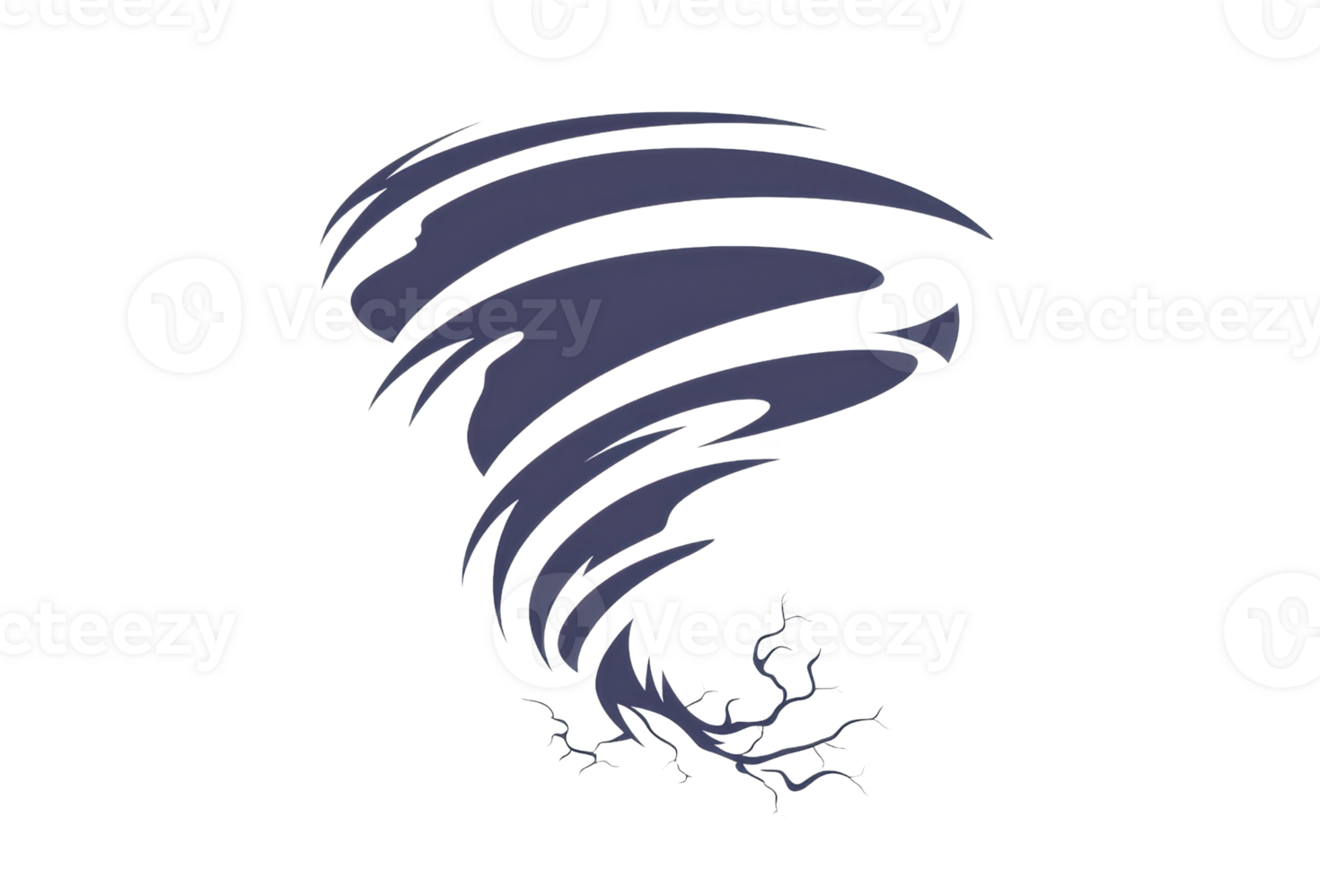 Illustration of a swirling tornado or cyclone showcasing dynamic movement and energy on a transparent background for weather-related themes. png