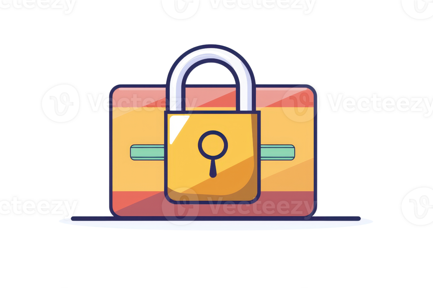 Illustration of a secure credit card with a padlock symbolizing data protection, highlighting financial security in the digital age. png