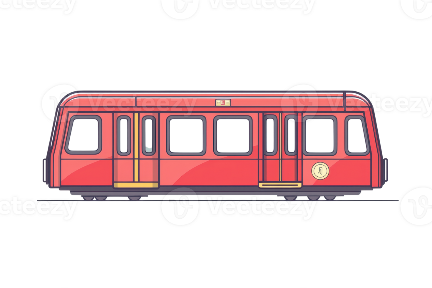 Illustration of a sleek modern train in red, perfect for transport or urban design themes, showcasing efficiency and style in rail travel. png