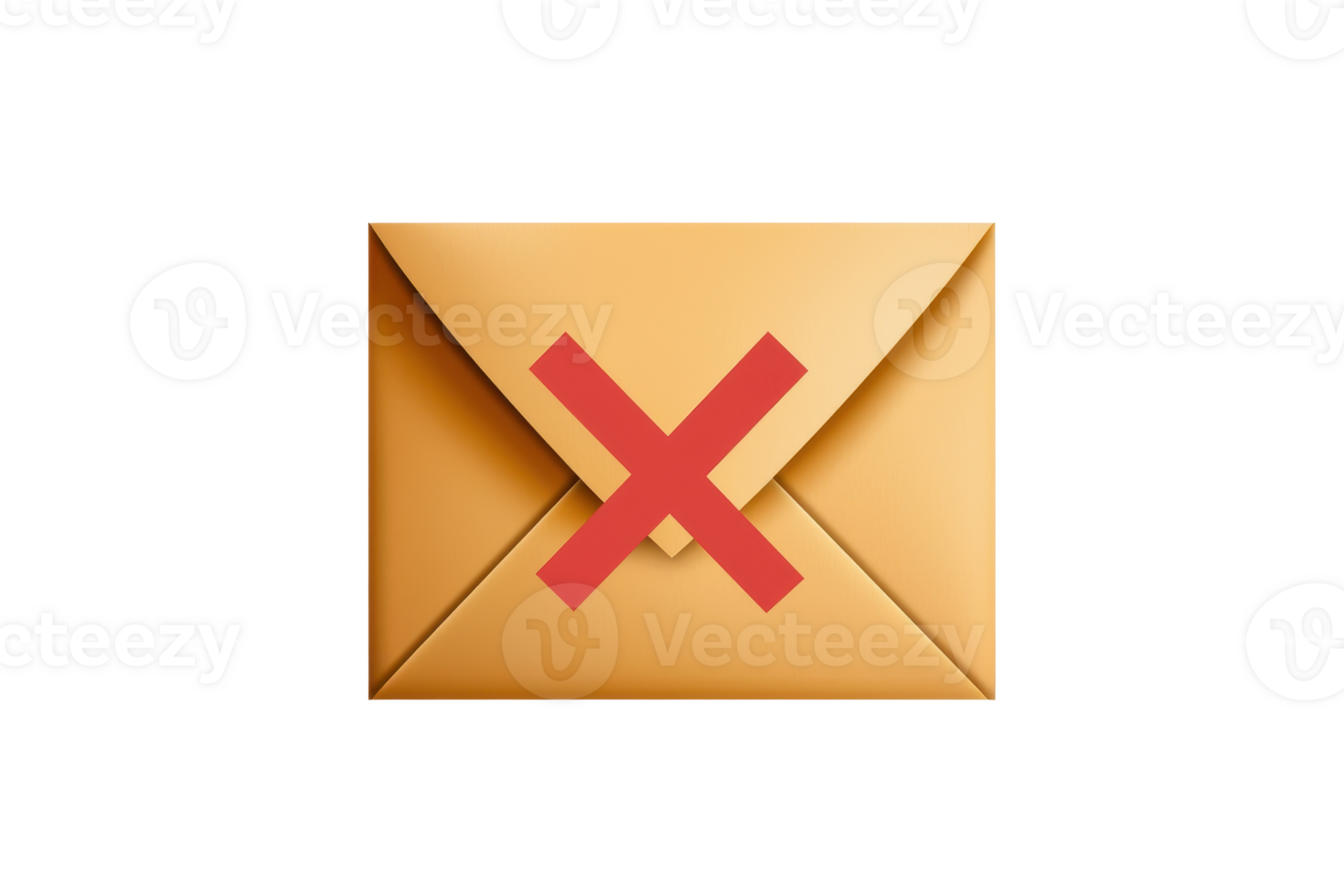 Illustration of a closed envelope with a red cross, symbolizing mail rejection or error, isolated on a transparent background. png