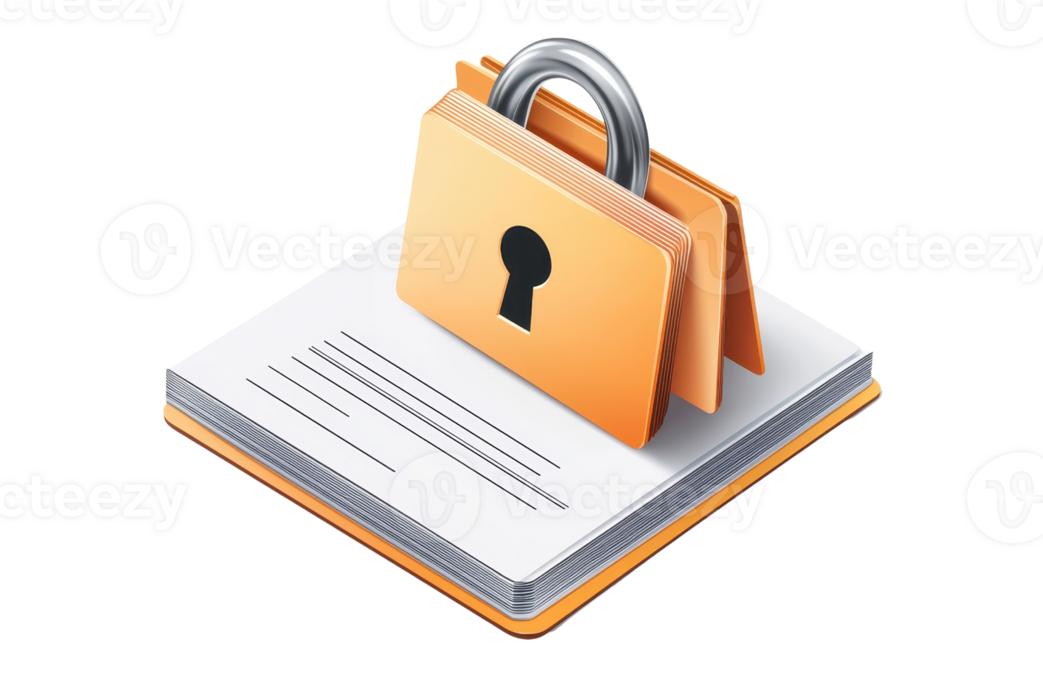 Illustration of a secure file folder with a lock, symbolizing protection of confidential documents and data privacy. png