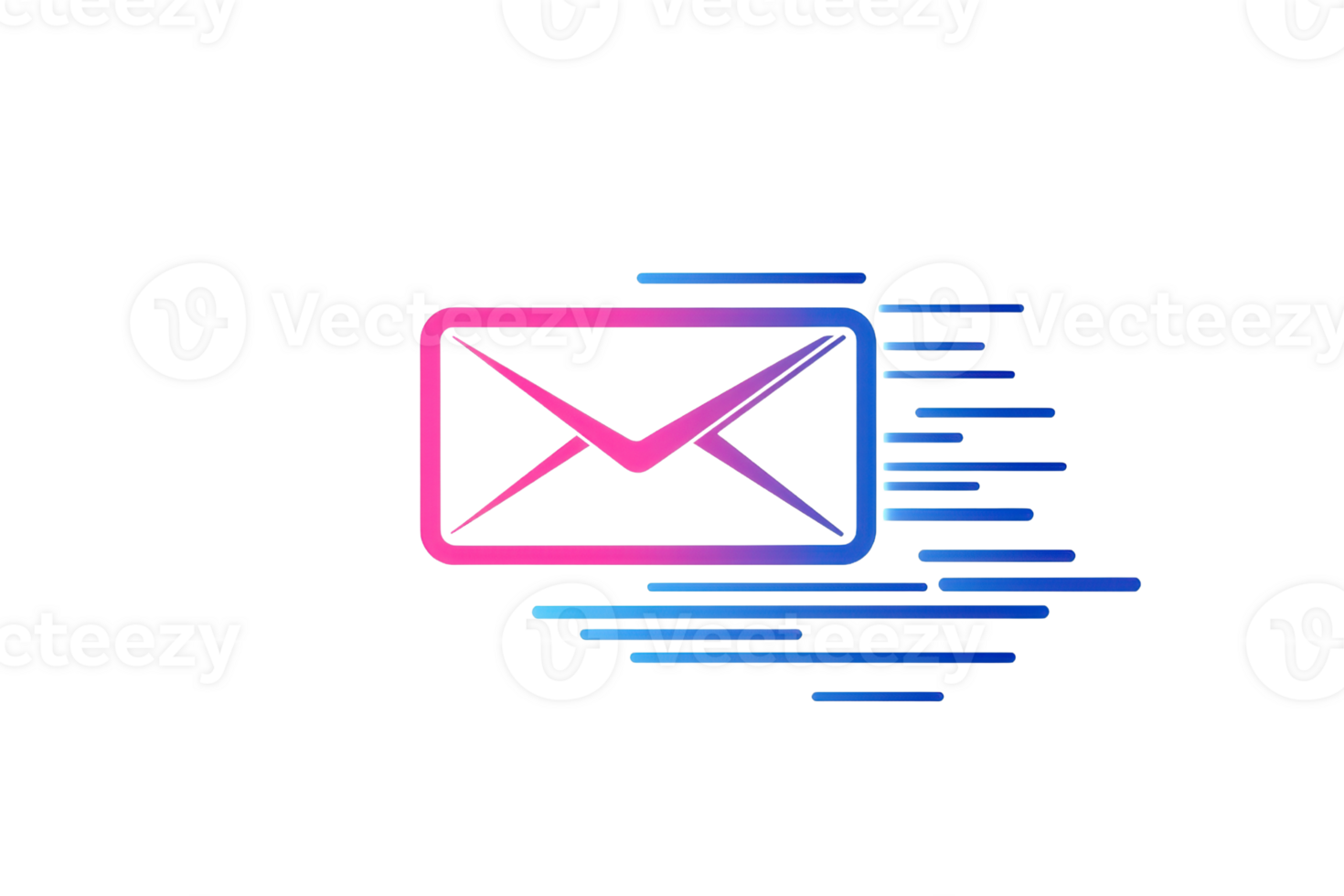 Neon email icon with vibrant colors and motion effect, symbolizing digital communication, speed, and connectivity. png