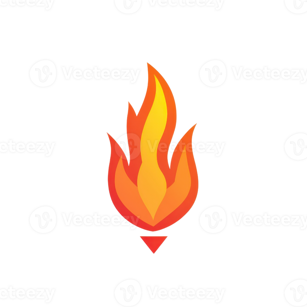 Vibrant, stylized flame icon on a transparent background, perfect for design projects, apps, and digital media presentations. png