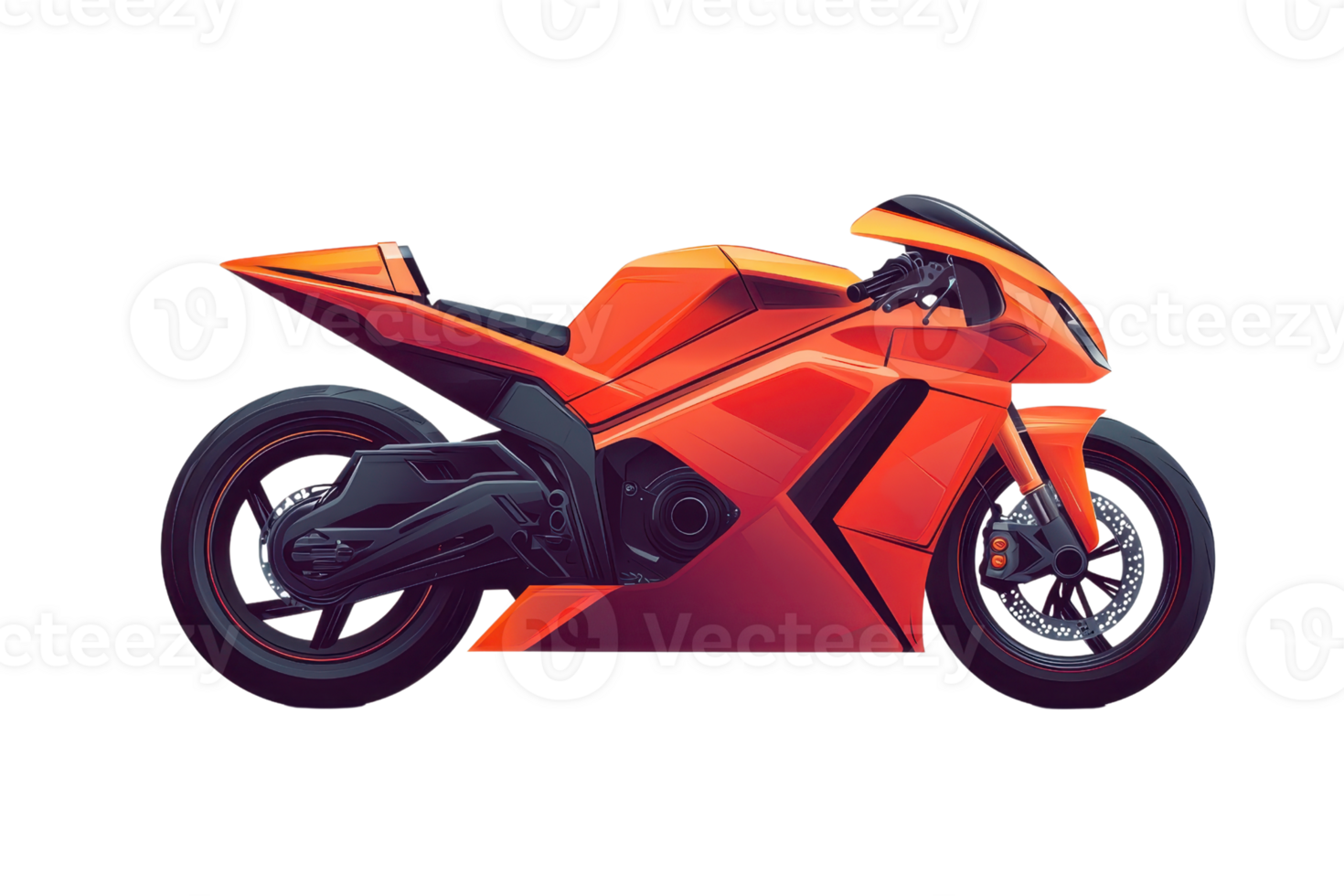 Sleek red sports motorcycle with aerodynamic design, showcasing modern engineering and speed. Perfect for racing or adventurous rides. png