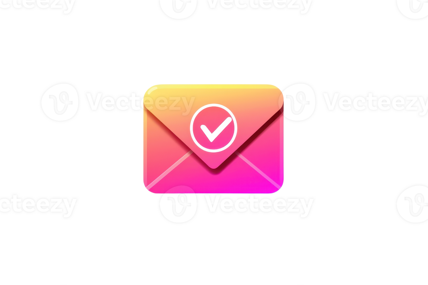 Colorful envelope icon with a checkmark symbol, representing email verification or confirmation. Ideal for digital communication concepts. png