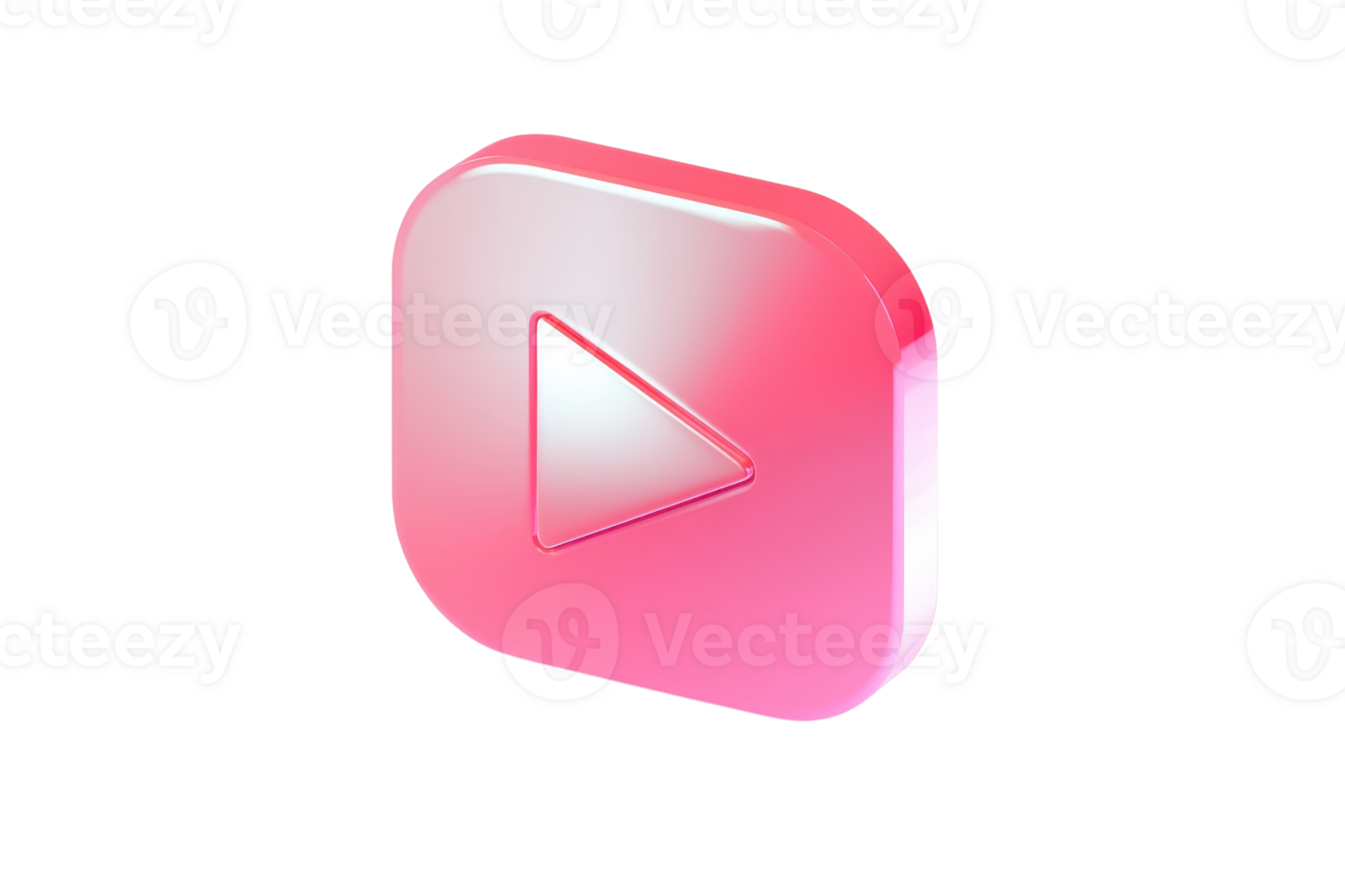 A shiny pink play button symbol isolated on a transparent background, representing multimedia, playback, and digital content creation. png