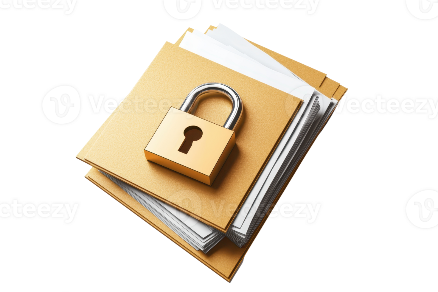 Secure folder icon representing data protection, privacy management, and confidential file storage on a transparent background. png